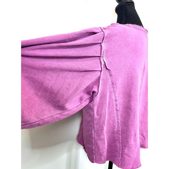 We The Free Rosey Pullover Sweater in Pink Size XS Pleated Knit Boho Outdoor - Picture 5 of 6